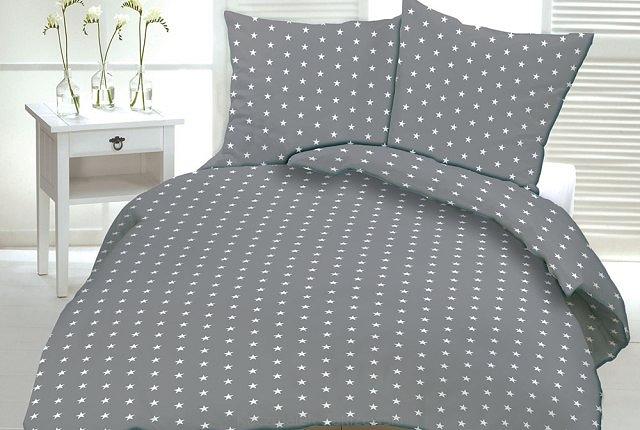 Pościel z kory 200x220 szara/białe gwiazdki K253