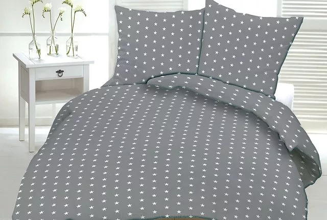Pościel z kory 200x220 szara/białe gwiazdki K253