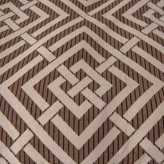 Pościel polarowa 160x200 welur brązowa geometryczna beżowa plecionka