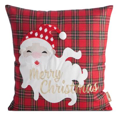 Poszewka dekoracyjna świąteczna 45x45 Eurofirany czerwona krata Mikołaj