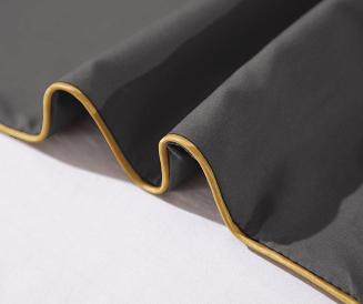 Pościel 160x200 grafitowa złoty haft satynowa lamówka