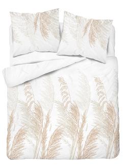 Pościel satynowa 160x200 Detexpol biała beżowa polna trawa