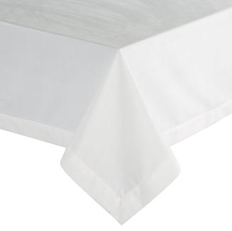 Obrus dekoracyjny MELINDA 140x180 z welwetu biały z ozdobną listwą