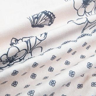 Pościel flanelowa FLANELOVE 160x200 jasnoróżowa kwiaty motyle groszki