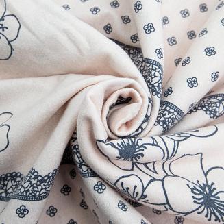 Pościel flanelowa FLANELOVE 160x200 jasnoróżowa kwiaty motyle groszki