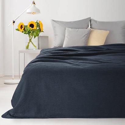 Koc narzuta LINDA 150x200 Eurofirany granatowy struktura wafla