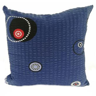 Poszewka z kory 40x40 wzór okręgi na błękicie