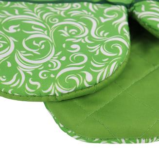 Rękawice kuchenne 18x27 z magnesem 2 szt. białe zielone bazylia pomidory