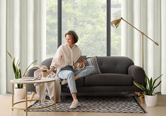 Zasłona gotowa na przelotkach BETHY 135x250 Eurofirany kremowy