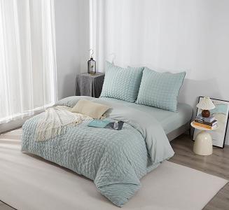 Pościel marszczona CREASY 160x200 jednobarwna szałwiowa