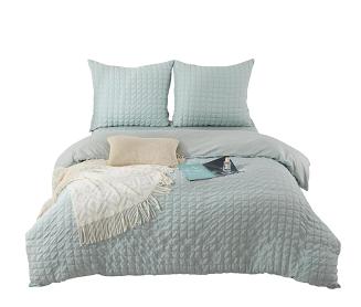 Pościel marszczona CREASY 160x200 jednobarwna szałwiowa