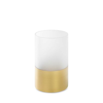 Świecznik dekoracyjny LUNA5 15x25 Eurofirany biały złoty w kształcie walca