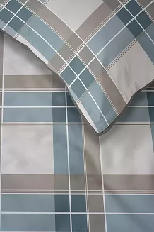 Poszewki z perkalu 40x40 beżowa niebieska krata - komplet 2 szt
