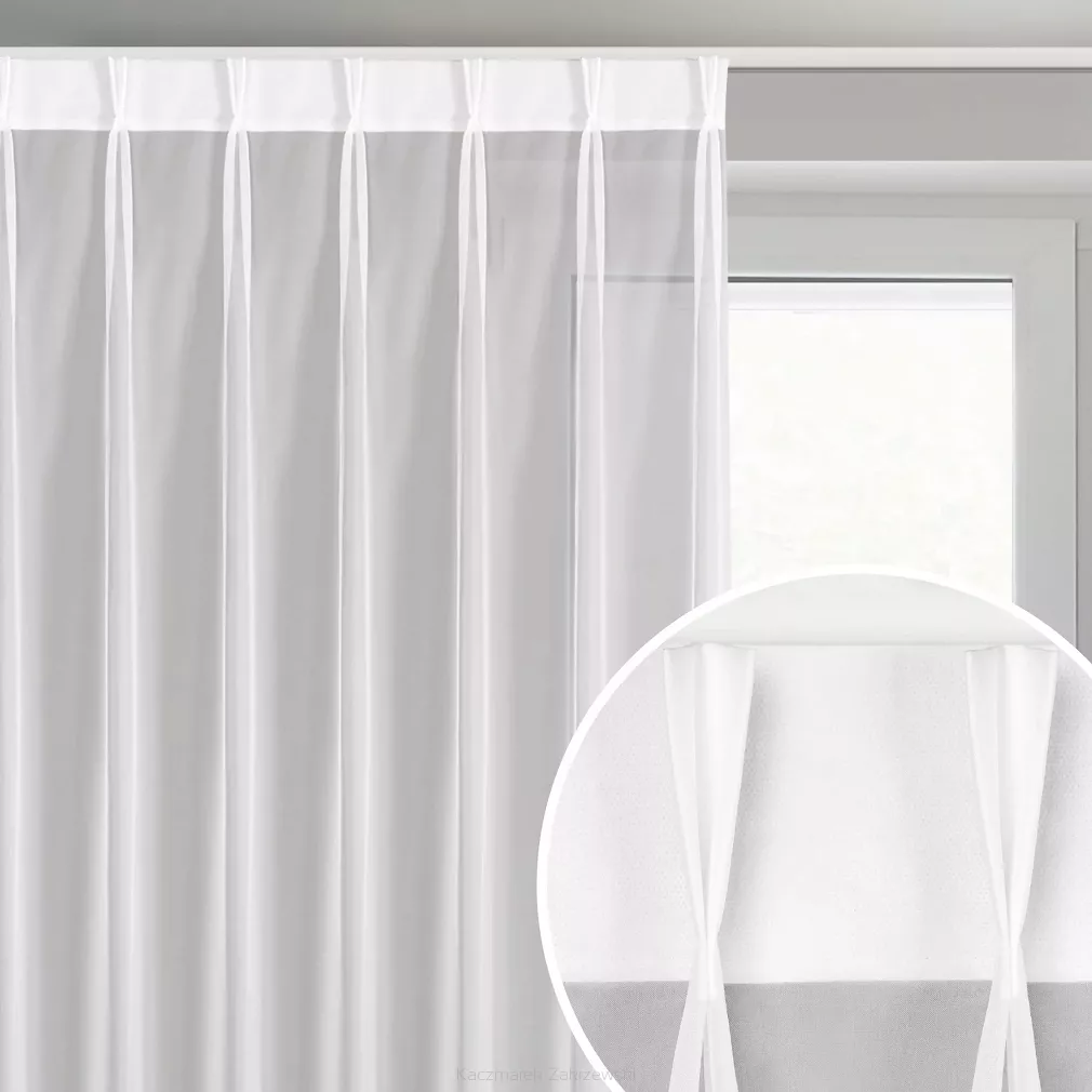Firana gotowa z systemem flex LUCY 80x270 Eurofirany biała ze zwiewnego woalu