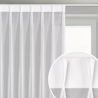 Firana gotowa z systemem flex LUCY 80x270 Eurofirany biała ze zwiewnego woalu