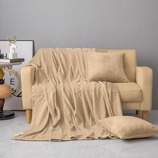 Koc narzuta z mifrofibry Solo 150x200 miodowy