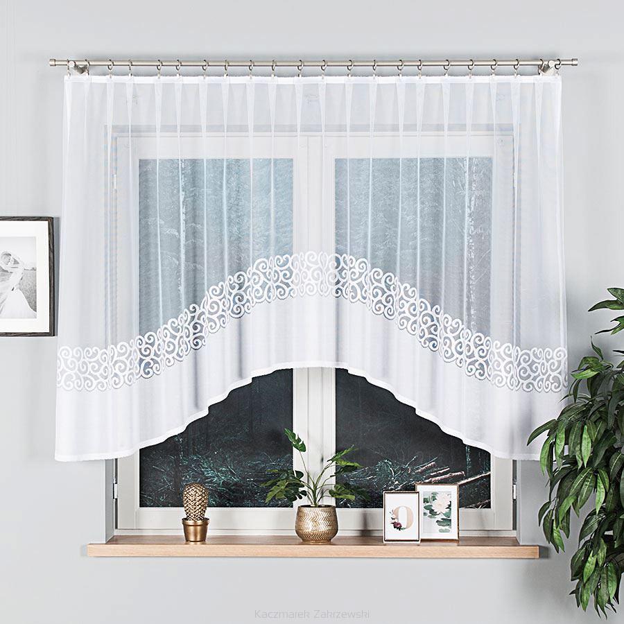 Firanka żakardowa gotowa na żabki DANIELA 300x130 biała