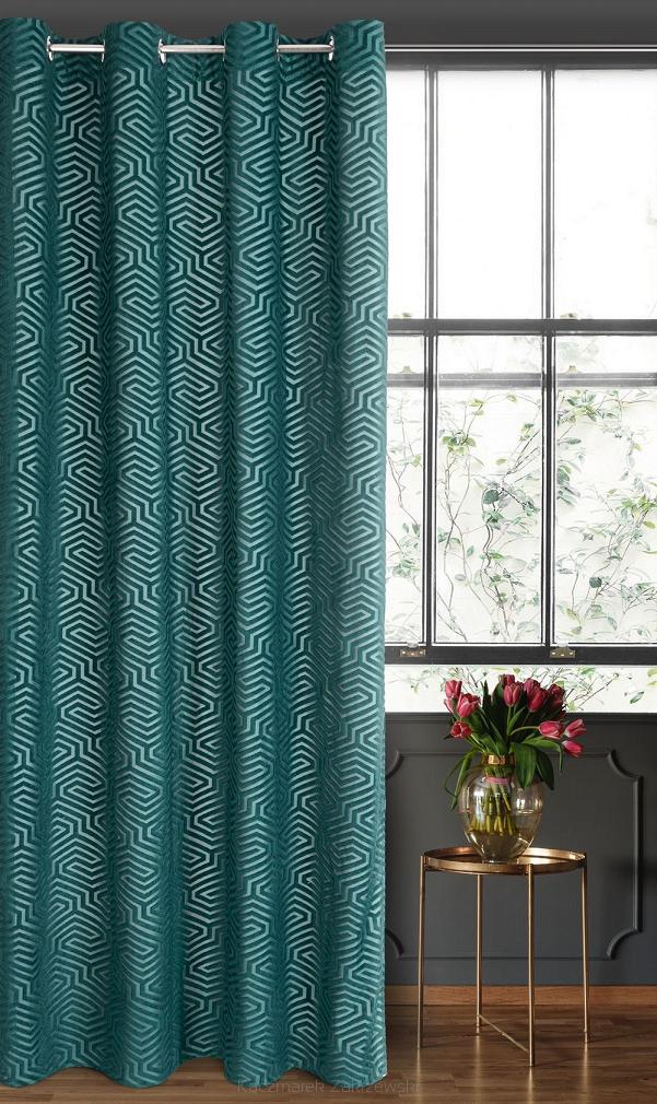 Zasłona gotowa na przelotkach ZAS 140x250 Pierre Cardin Eurofirany turkusowy