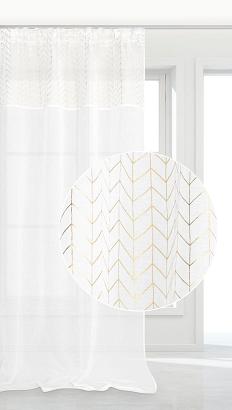 Firana gotowa na taśmie NORD 140x270 biała złota geometria