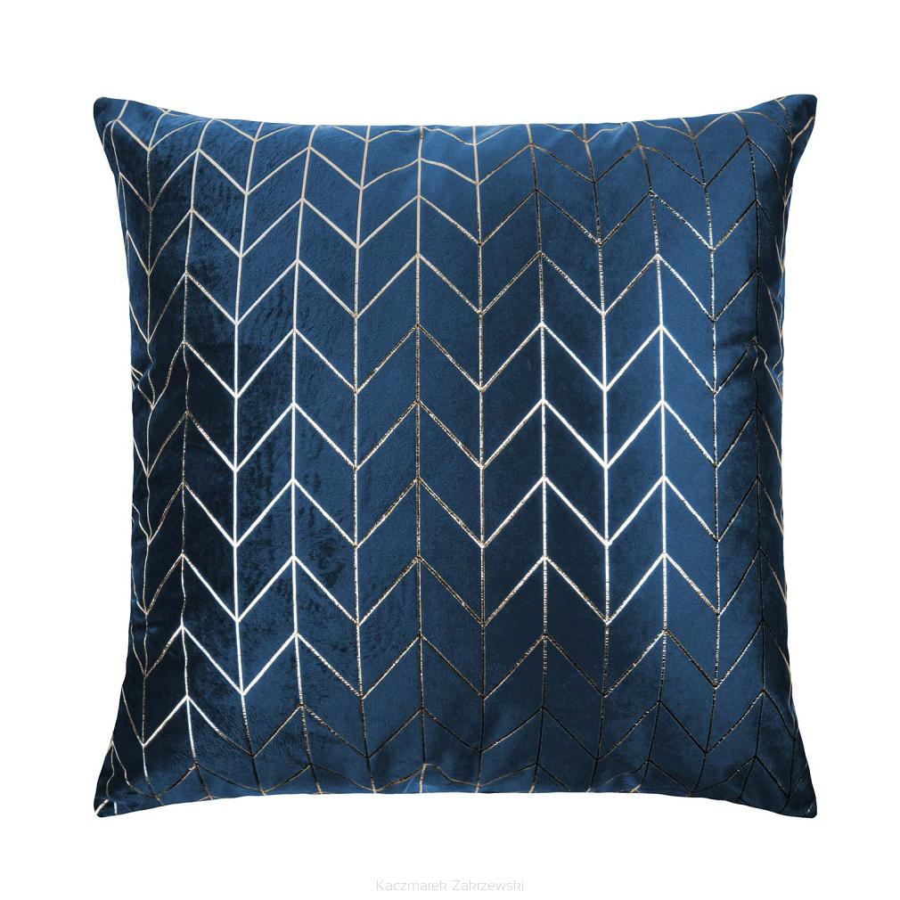 Poszewka dekoracyjna NORD 45x45 welurowa granatowa geometria
