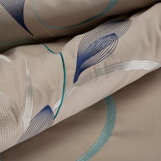 Pościel haftowana HAFT1 160x200 Eurofirany liście beżowa