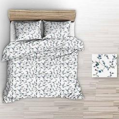 Pościel z kory 160x200 biała niebieskie gałązki