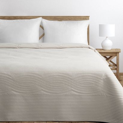 Narzuta dekoracyjna VELVET2 170x210 kremowa pikowana w fantazyjny geometryczny wzór