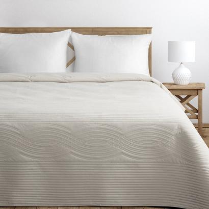 Narzuta dekoracyjna VELVET2 170x210 kremowa pikowana w fantazyjny geometryczny wzór