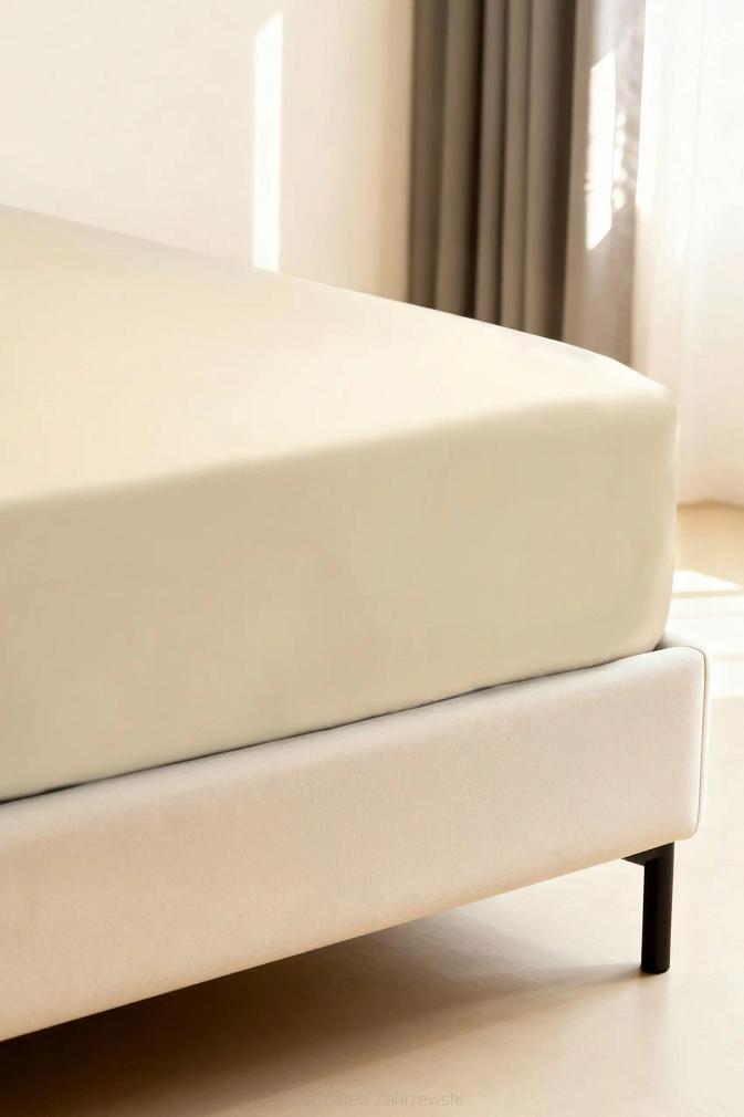 Prześcieradło bambusowe z gumką 180x200 beżowe