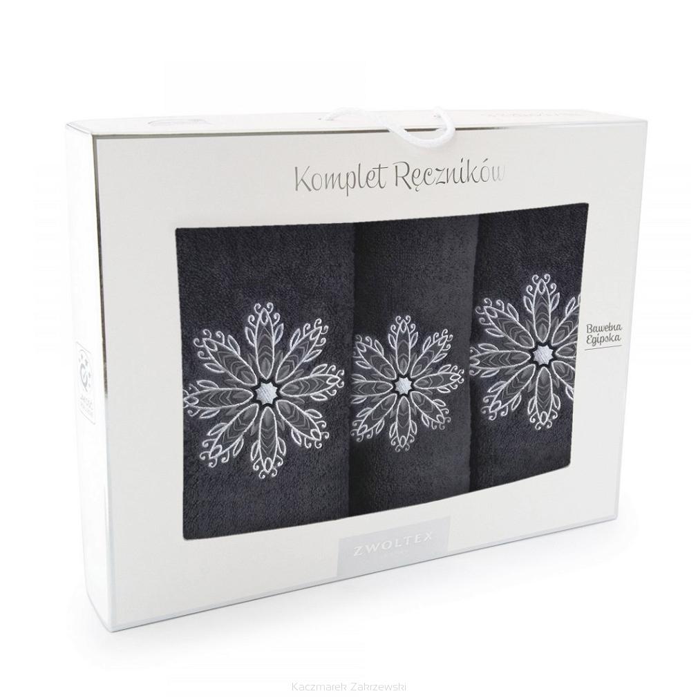 Komplet ręczników 3 szt. ZWOLTEX wzór ROZETA grafitowy