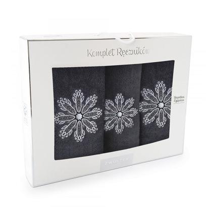 Komplet ręczników 3 szt. ZWOLTEX wzór ROZETA grafitowy