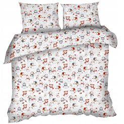 Pościel bawełniana świąteczna 160x200 szara zimowe bałwanki