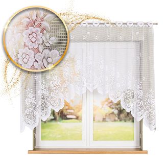 Firanka żakardowa gotowa na szelkach SARA 250x140 biała
