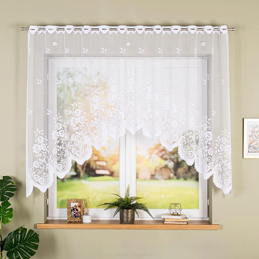 Firanka żakardowa gotowa na szelkach SARA 250x140 biała