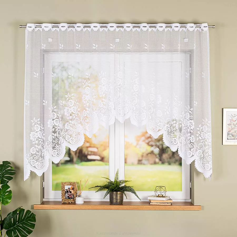 Firanka żakardowa gotowa na szelkach SARA 250x140 biała