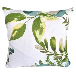 Poszewka bawełniana 40x40 biała zielona liski na gałązkach