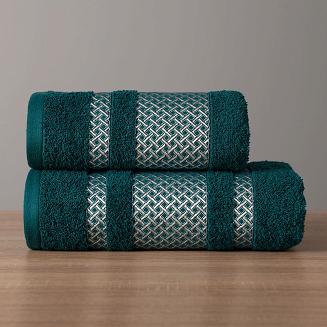 Ręcznik bawełniany LIONEL 50x90 petrolowy ze srebrną bordiurą