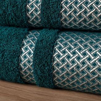 Ręcznik bawełniany LIONEL 50x90 petrolowy ze srebrną bordiurą