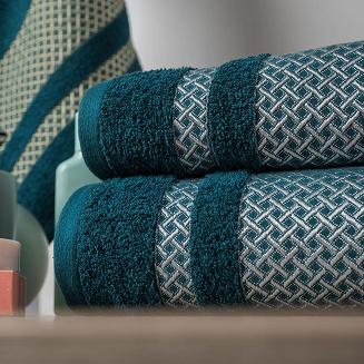 Ręcznik bawełniany LIONEL 50x90 petrolowy ze srebrną bordiurą