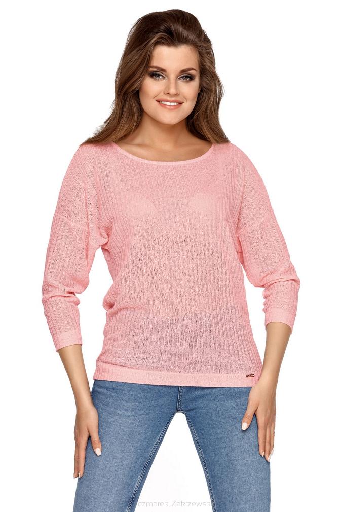 Bluzka damska prążkowana BETTY pastelowy róż