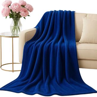 Granatowy Koc Z Mikrofibry 250x300 Solo XXL