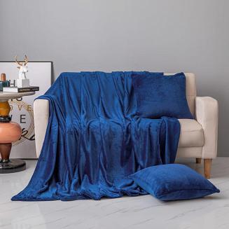 Granatowy Koc Z Mikrofibry 250x300 Solo XXL