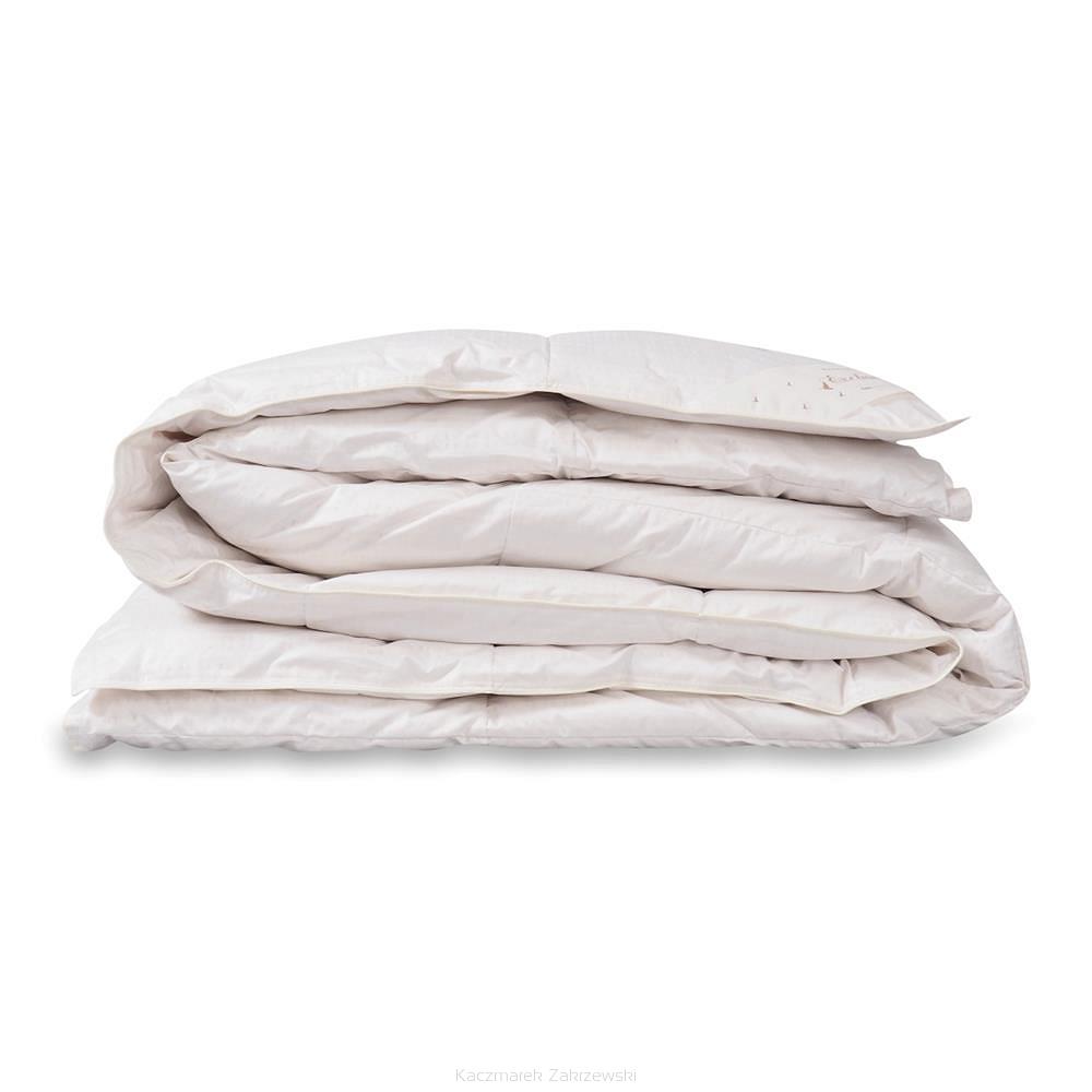 Kołdra puchowa CIEPŁA 180x200 SILVER kremowa 90% puch