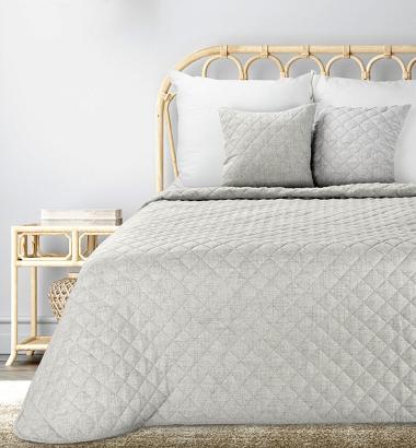 Narzuta dekoracyjna LEN 170x210 beżowa pikowana w geometryczny wzór