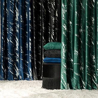 Zasłona gotowa na taśmie MARMA 140x250 butelkowa ze srebrnym nadrukiem