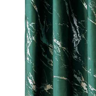 Zasłona gotowa na taśmie MARMA 140x250 butelkowa ze srebrnym nadrukiem