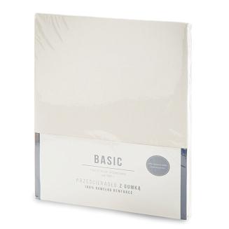 Prześcieradło satynowe z gumką BASIC 220x200x30 Eurofirany kremowy