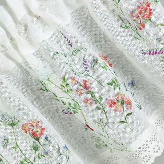 Firana gotowa na taśmie SYLWIA 130x50 Eurofirany biały/różowy