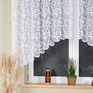 Firanka żakardowa gotowa na żabki LEOKADIA 350x135 biała