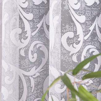 Firanka żakardowa gotowa na żabki LEOKADIA 350x135 biała